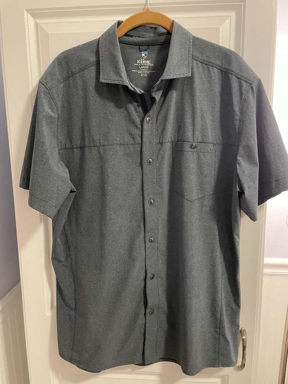 KÜHL Response Short Sleeve Tapered Fit Shirt Grey Size Large
